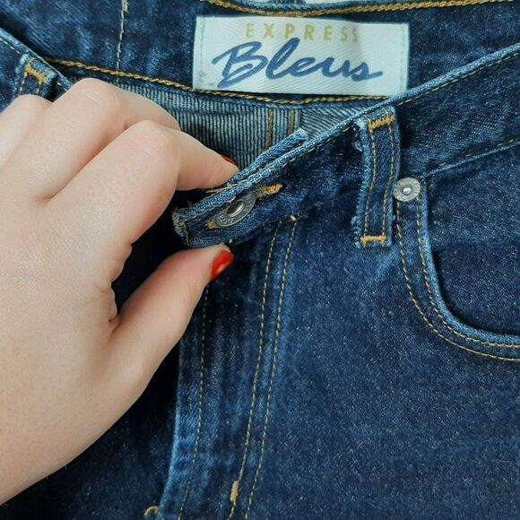 Express Bleus Vintage 90s Flare Jeans sz 3/4 Long - Picture 7 of 8